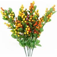 Leaf Pack of 6 x 70cm Artificial Orange Berry Spray | Size: 6 x 70 cm
