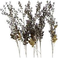 Leaf Pack of 6 x 85cm Artificial Dark Berry Stem in Purple | Size: 6 x 85 cm