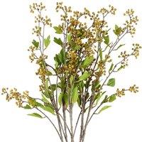 Leaf Pack of 6 x 90cm Artificial Yellow Berry Stem | Size: 6 x 90 cm