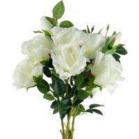 Leaf Pack of 6 x 80cm Artificial White Rose Stem - 18 flowers | Size: 6 x 80 cm
