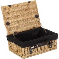 Red Hamper Wicker 36cm Picnic Basket with Cotton Lining in Black
