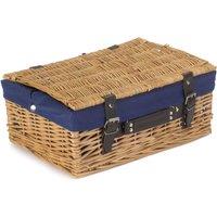 Red Hamper Wicker 36cm Picnic Basket with Cotton Lining in Blue