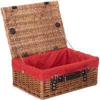 Red Hamper Wicker 36cm Double Steamed Picnic Basket with Cotton Lining in Red