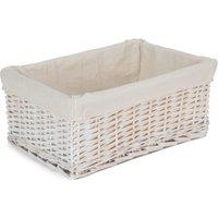 Red Hamper Wicker White Wash Storage Basket with White Lining | Size: Large