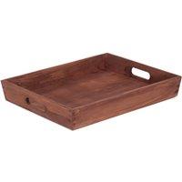 Red Hamper Wooden Serving Tray in Brown
