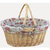 Red Hamper Cotton Lined Swing Handle Shopping Basket in Red