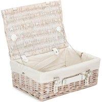 Red Hamper Wicker 35cm White Picnic Basket with Cotton Lining