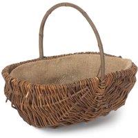 Red Hamper Wicker Oval Unpeeled Willow Garden Trug in Brown | Size: Small