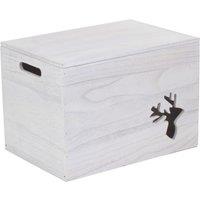 Red Hamper Wooden Christmas Reindeer Storage Box in Grey