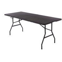 Oypla 6ft Folding Outdoor Rattan Trestle Table in Black