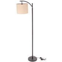 Oypla Black Floor Standing Lamp with Linen Fabric Lampshade - Includes Bulb