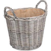 Red Hamper Wicker Antique Wash Finish Lined Log Baskets in Light Grey