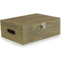 Red Hamper 30cm Oak Effect Wooden Box in Brown
