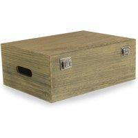 Red Hamper 35cm Oak Effect Wooden Box in Brown