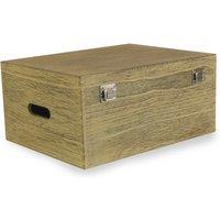 Red Hamper 40cm Oak Effect Wooden Box in Brown