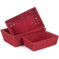 Red Hamper Set of 3 Red Paper Rope Tray