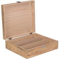 Red Hamper Three Bottle Oak Effect Wooden Box in Brown