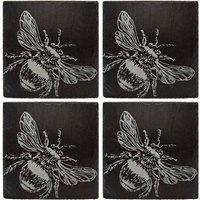 Selbrae House 4 Slate Coasters - Bee in Dark Grey
