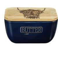 Selbrae House Blue Butter Dish - Highland Cow in Dark Blue | Size: 140 cm x 90 cm