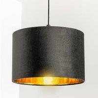 CGC Lighting 'Nila' Luxury Black Velvet & Gold Inner Round Pendant Drum Ceiling Lamp Shade