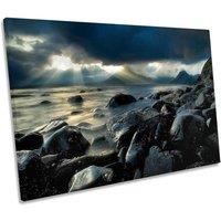 CanvasGeeks Skye Island Beach Rocks Coast Canvas Wall Art Picture Print in Blue | Size: W18 x H12 x D20mm