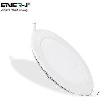 ENER-J 12W Recessed Round LED Mini Panel 175mm diameter (Hole Size 160mm), CE Driver, 90 Lm/Watt, RA 80, 6000K in White