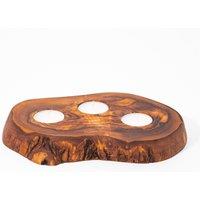 Verano Spanish Ceramics Olive Wood Natural Grained Dcor Rustic Tea Light Holder (Diam) 20cm