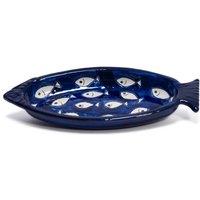 Verano Spanish Ceramics Signature Blue & White Fish Ceramic Kitchen Dining Serving Dish 25L x 10cm (W) | Size: 25L x 10 cm (W)