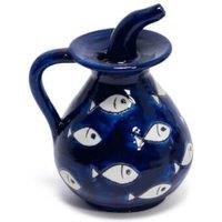 Verano Spanish Ceramics Signature Blue & White Fish Ceramic Kitchen Dining Fluted Pourer Dispenser (H) 16cm
