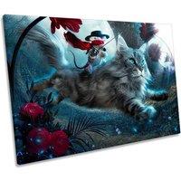CanvasGeeks The Hero Mouse Cat Wonderland Canvas Wall Art Picture Print in Blue | Size: W24 x H16 x D20mm