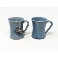 Verano Spanish Ceramics Torres Ferreras Cielo Hand Dipped Set of 2 Curved Mugs (D) 10cm x (H) 11.5cm in Blue