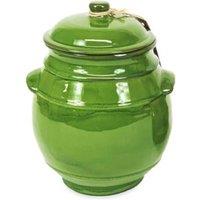Verano Spanish Ceramics Selena Hand Dipped Glaze Ceramic Kitchen Dining Storage Jar w/lid (H) 23cm in Green