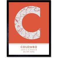 Wee Blue Coo Wall Art Print Colombo Sri Lanka City Map Modern Typography Stylish Letter Framed Word in Orange | Size: W12 x H16