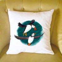 Afewhometruths Mates for Life Gift for Couples Puffin Love Cushion - Anniversary, Wedding Gift in Off-White | Size: 40 cm x 40 cm