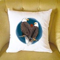 Afewhometruths Mates for Life Gift for Couples Bald Eagles Love Cushion - Anniversary, Wedding Gift in Off-White | Size: 40 cm x 40 cm