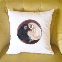 Afewhometruths Mates for Life Gift for Couples Gibbons Love Cushion - Anniversary, Wedding Gift in Off-White | Size: 40 cm x 40 cm