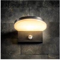 CGC Lighting Aubrey Black Curved PIR Motion Sensor LED Outdoor Wall Light 4000k Natural White Integrated LED IP65