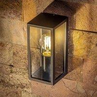 CGC Lighting 'Marina' Black E27 Outdoor Wall Light Box Lantern Clear Diffuser IP44
