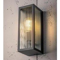 CGC Lighting 'Stella' Bevelled Glass Black E27 Outdoor Box Wall Light
