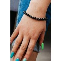 The Colourful Aura Large Matt Black Beads Unisex Adjustable Yoga Meditation Bracelet