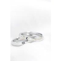 The Colourful Aura Adjustable Silver Couple Moon & Sun Promise Ring set