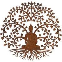Inspirational Gifting Bodhi Buddha Garden Screen Wall Art Plaque 60cm Diameter in Brown