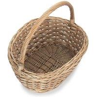Red Hamper Oval Wicker Braid Border Shopping Basket in Brown