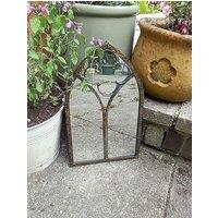 Inspirational Gifting Leavesdon Arched Window Mirror for Home or Garden 40cm tall in Brown