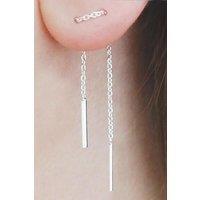 Otis Jaxon London Sterling Silver Short Drop Chain Threader Earrings