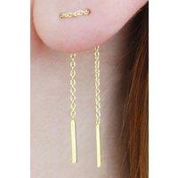 Otis Jaxon London Sterling Silver Short Drop Chain Threader Earrings in Gold