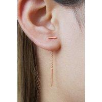 Otis Jaxon London Bar & Chain Sterling Silver Threader Earrings in Rose Gold