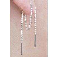 Otis Jaxon London Two Tone Sterling Silver Chain Threader Earrings in Dark Grey
