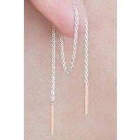 Otis Jaxon London Two Tone Sterling Silver Chain Threader Earrings in Rose Gold