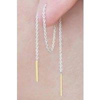 Otis Jaxon London Two Tone Sterling Silver Chain Threader Earrings in Gold